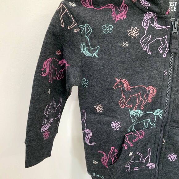 NWT! Unicorn Zip Up Light Weight Fleece Hoodie Jacket in 2T By Jumping Beans - Picture 2 of 6